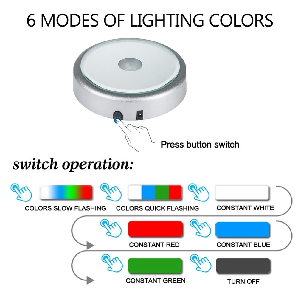 IFOLAINA LED Display Multicolor Light Base for 3D Crystal Art - Silver