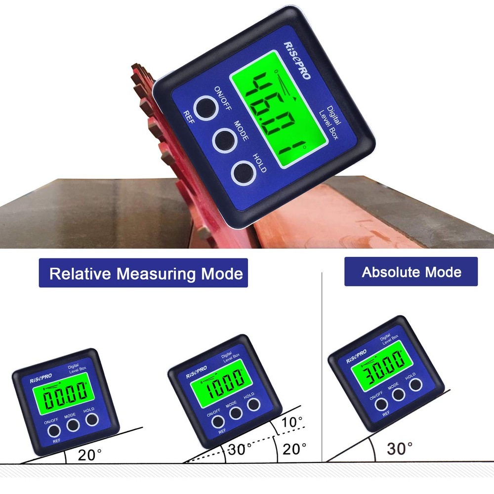 Digital Level Box Angle Gauge Protractor Inclinometer Bevel Box with Data Hol...