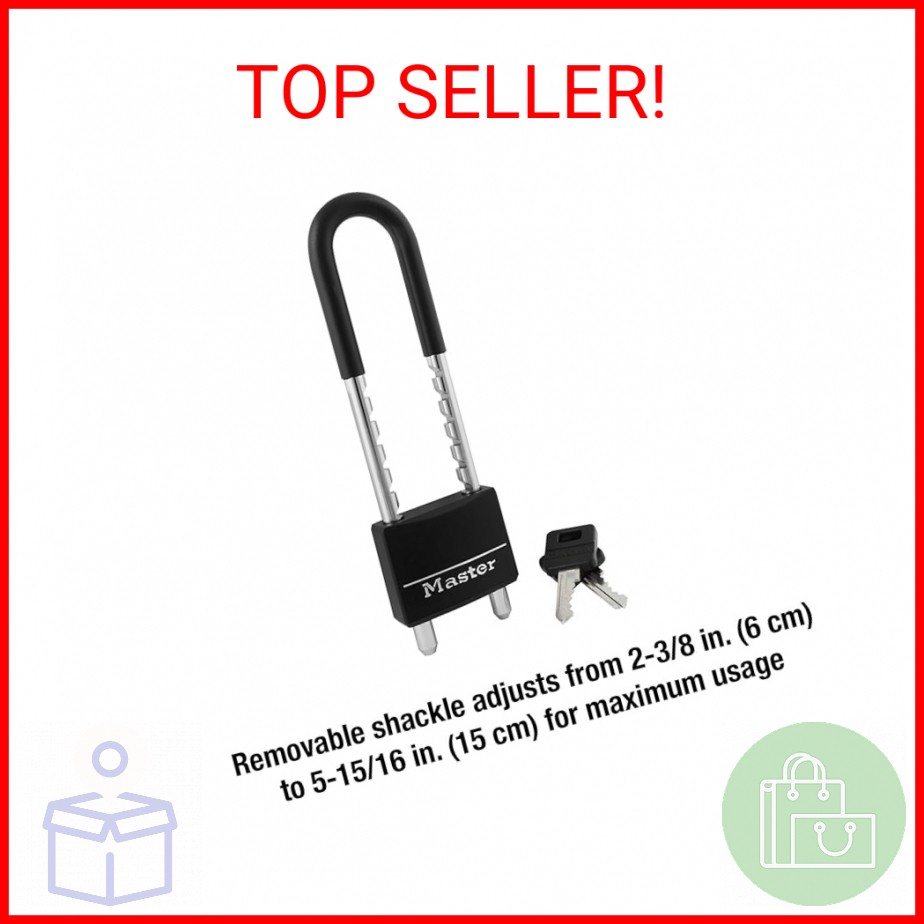 Master Lock 527D Adjustable Shackle Padlock with Key, Black