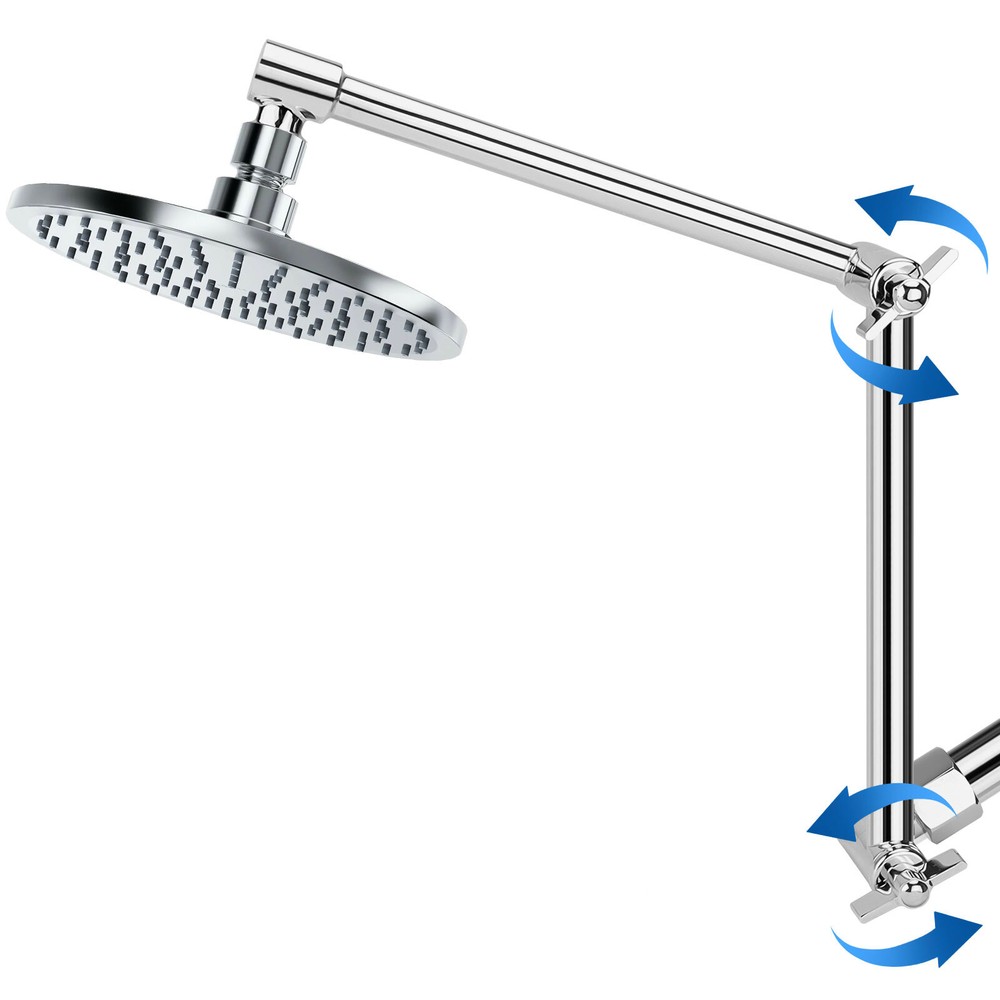 11 Inch Metal Shower Head Extension Arm,Solid Brass Height Angle Adjustable