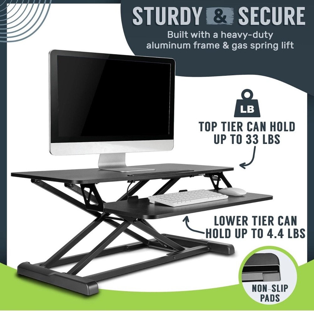 TechOrbits Adjustable Height Sit Stand Desktop - With Easy Lift Technology