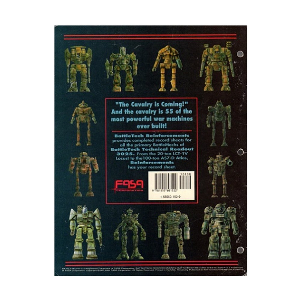 FASA Battletech Reinforcements - Record Sheets 3025 VG+