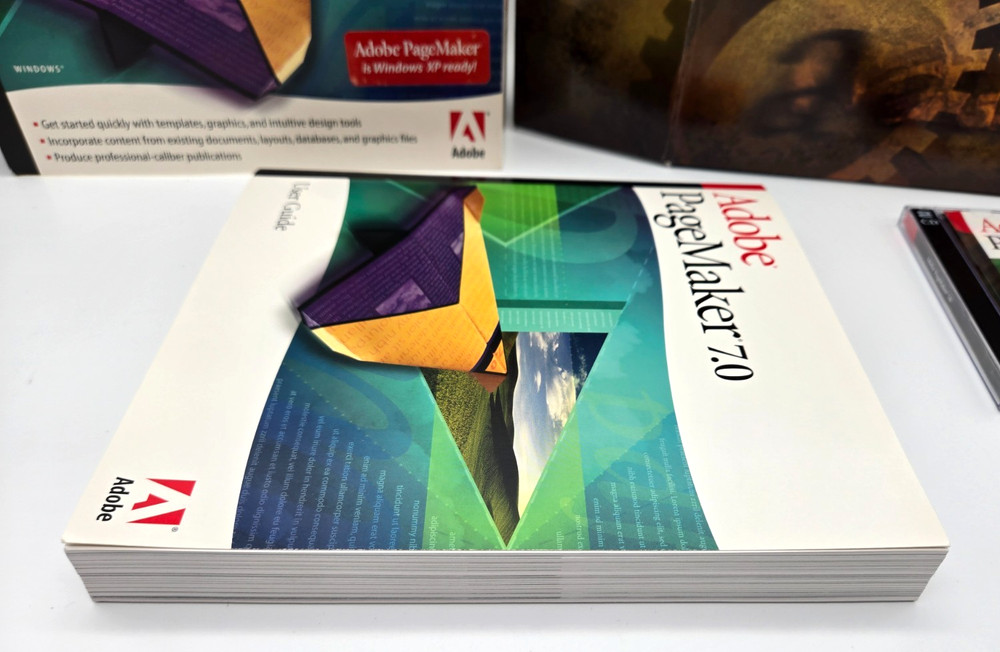Adobe PageMaker 7.0 Upgrade Windows 2 Disc Set with Key Guide & Box