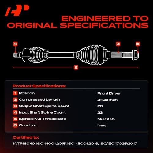 CV Axle Shaft Assembly Compatible with Mini Cooper 2002 2003 Front Driver Side