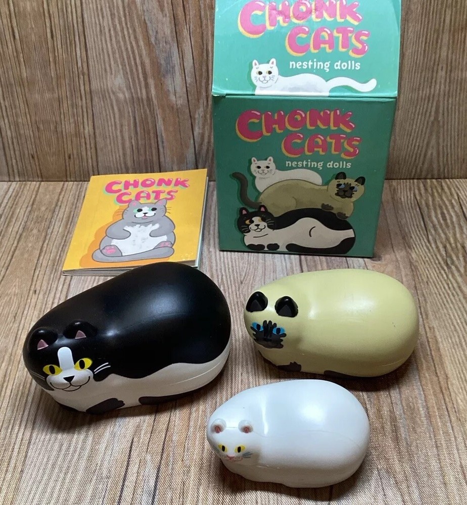 Chonk Cats 3 Pc Nesting Dolls With Mini Book