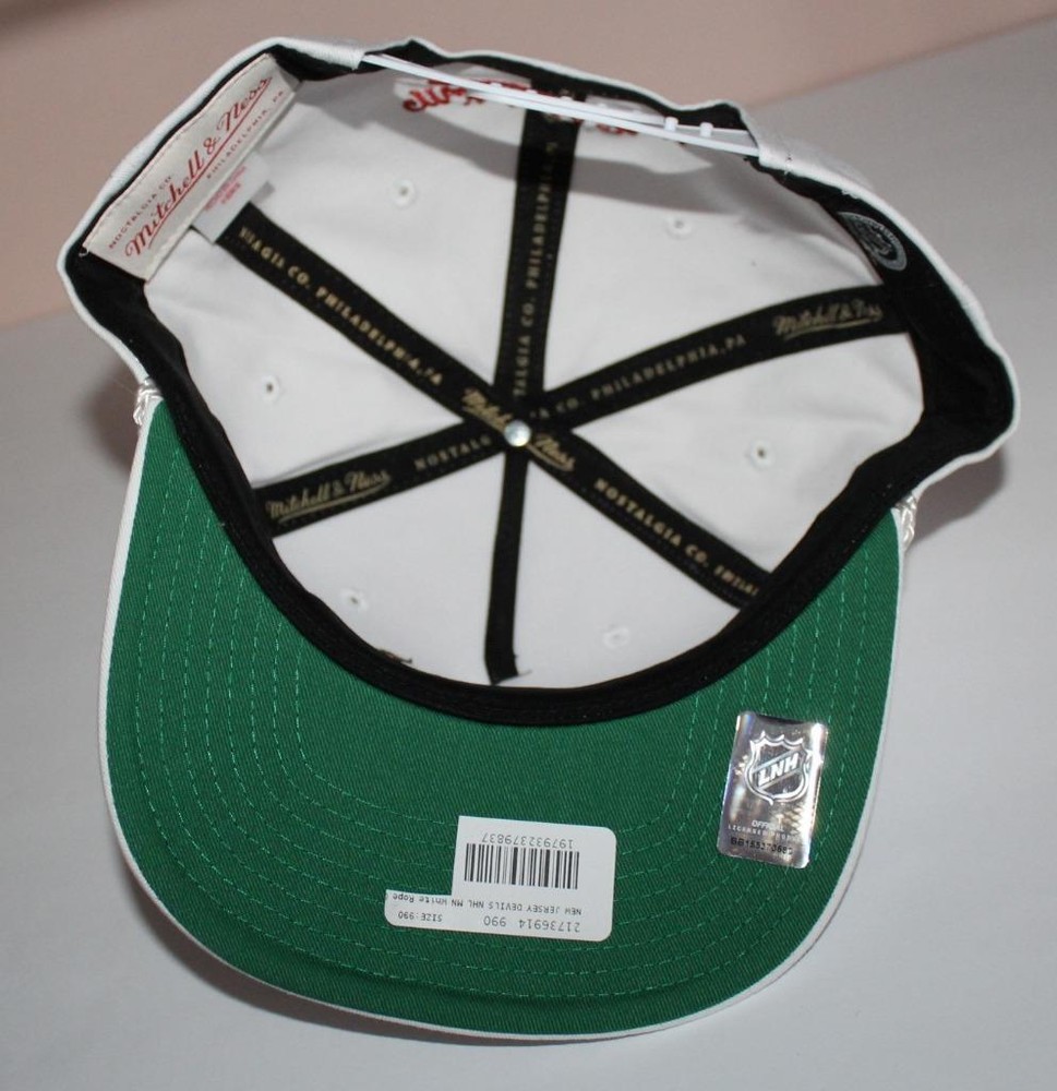 Mitchell & Ness NEW JERSEY DEVILS Cap Snapback WHITE Hat ROPE A-FRAME *6J