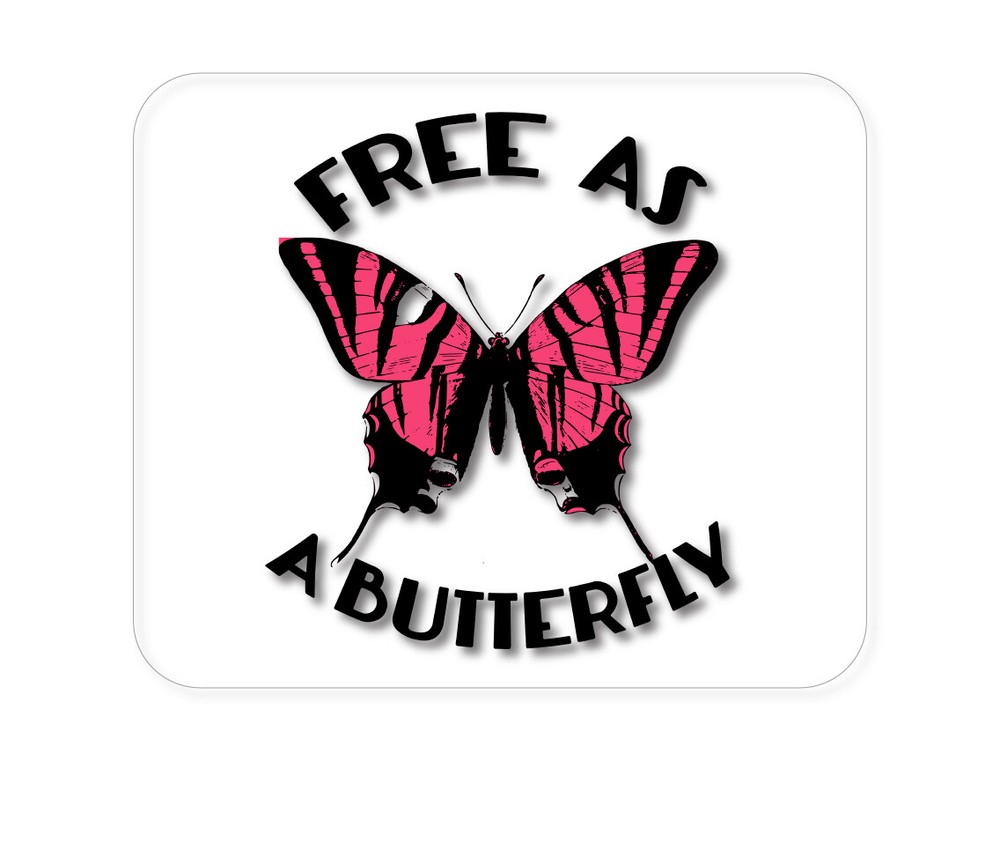 CUSTOM Mouse Pad 1/4 - Free as a Butterfly - Pink