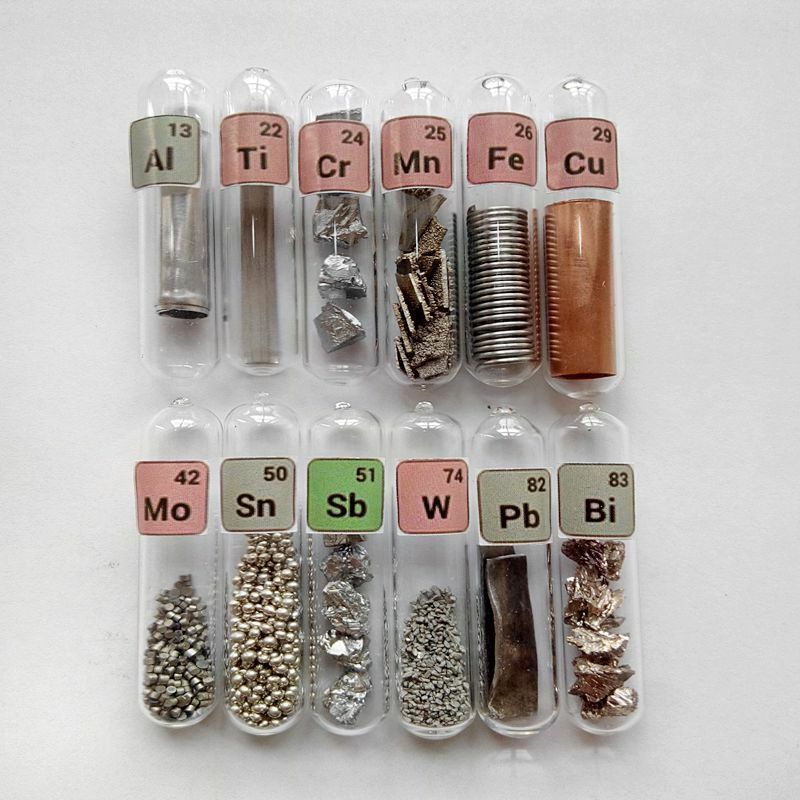 1PC different elements samples in labeled glass vials Metal Set,