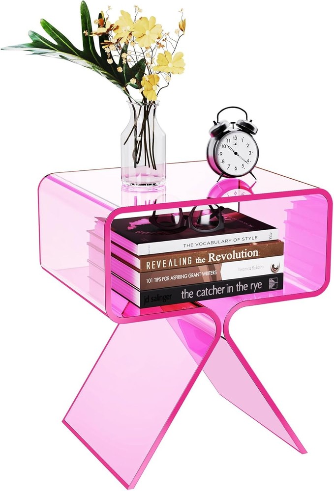 Acrylic Nightstand Side Table Modern Design Clear Home Decor Display End Table