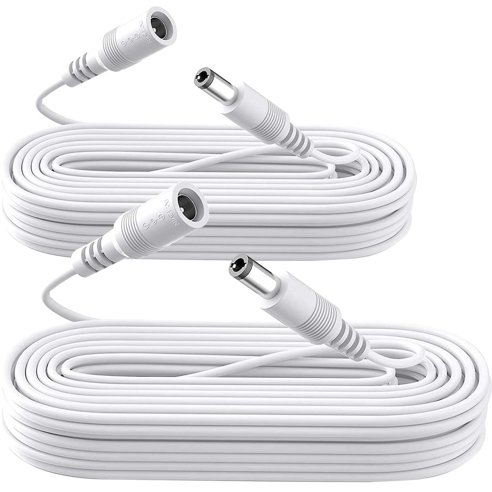 2 Pack 20ft 6M DC Power Extension Cable, 2PCS DC 12V Power Adapter Extension ...