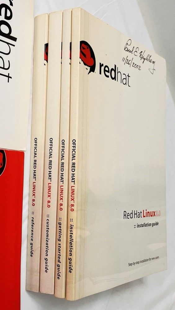 Red Hat Linux 8.0 Manual Set 6 pc Vintage OS Installation Reference Guides 2002