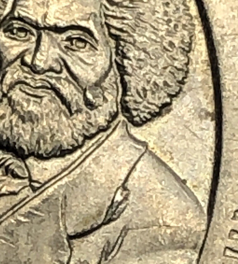 2017-P Frederick Douglas DC Quarter | Mint Error | REV-Die Chip Face/ Jacket
