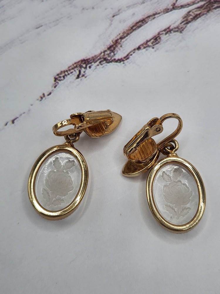 Clear Flower Clip On Earrings