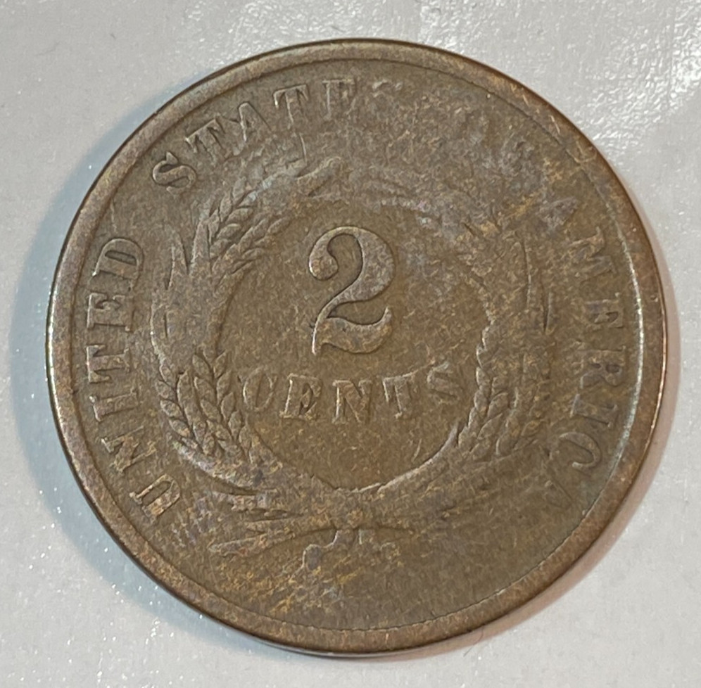 1864 Large Motto Two Cent Piece Nice Original Good CHRC