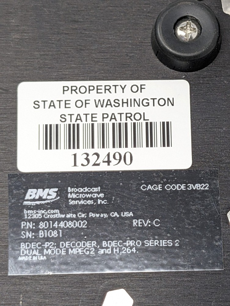 BMS BDEC-P2 Dual Mode Decoder BDEC-Pro Series 2 MPEG2 H.264 UNTESTED Parts