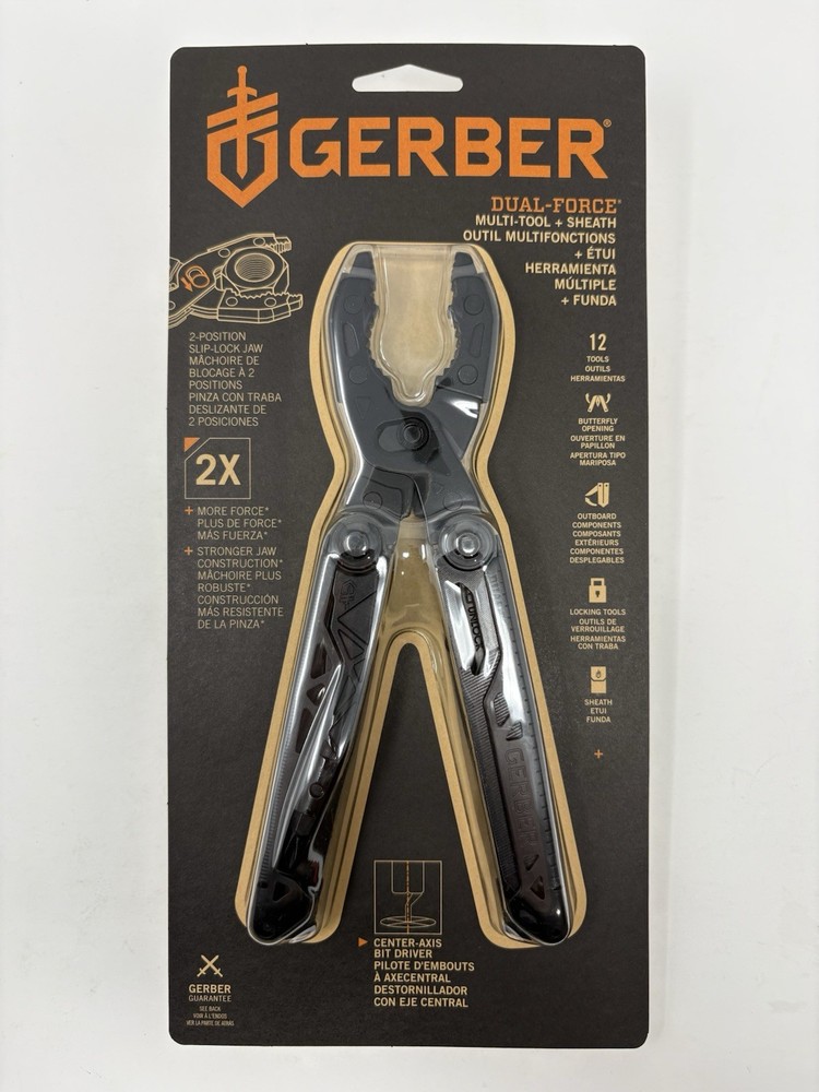 Gerber Dual Force 12 Tool Multi-Tool NIB With Sheath Stainless Steel