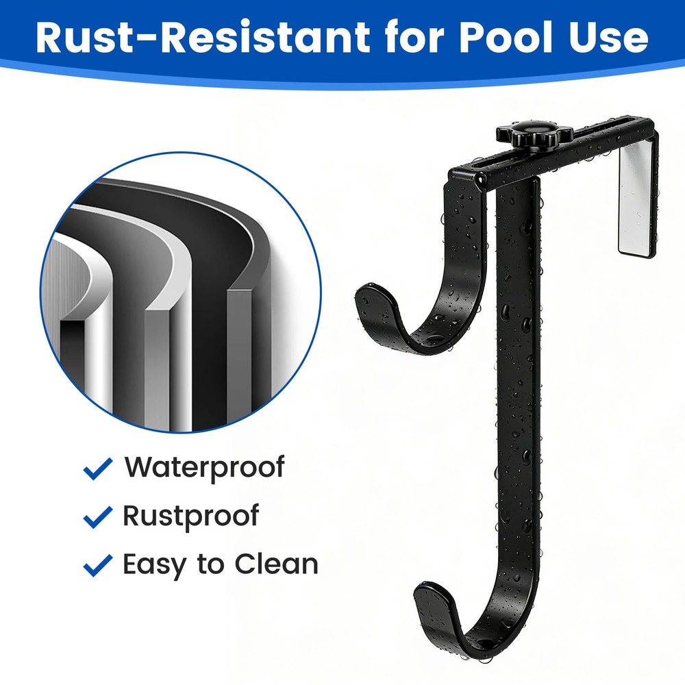 niffgaff 2pcs Double Pool Pole Hooks, Adjustable Thickened Panel Black