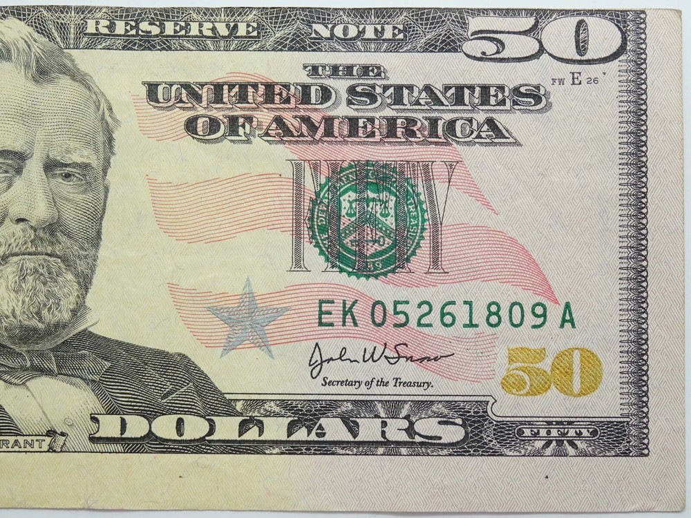 Miscut Error Banknote Series 2004 $50 Federal Reserve Note