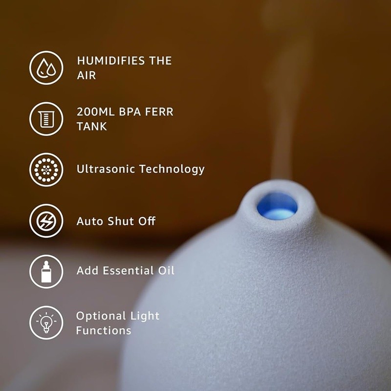 Ceramic Essential Oil Diffuser Ultrasonic Humidifier Auto Shut-Off LED Light New