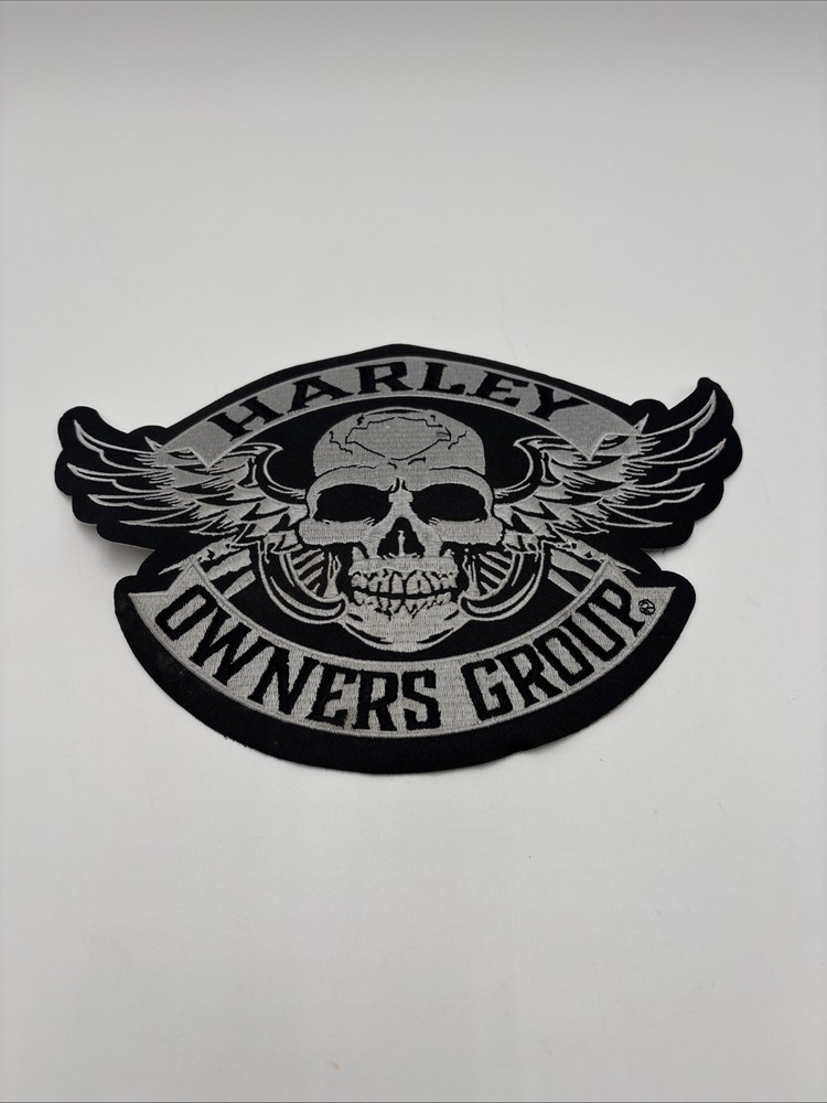 Harley Davidson Large Winged Skull Silver Patch  Owners Group H.O.G.