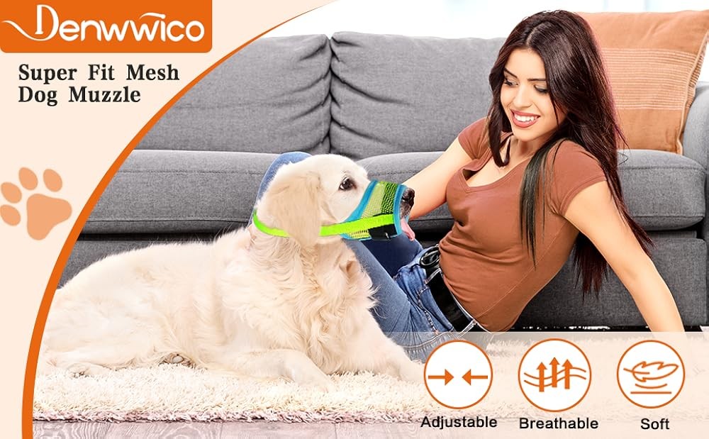 Dog Muzzle, Teal Mesh Soft Muzzle for Medium Dogs, Breathable Dog Mouth