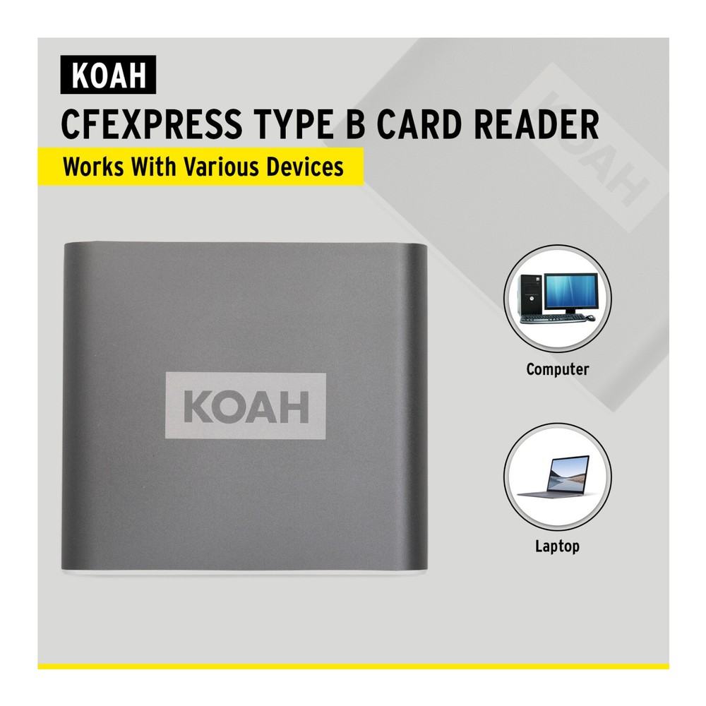 Koah Pro USB 3.2 Type-C Connector 10Gbps CFexpress Type B Reader with 2 Cables
