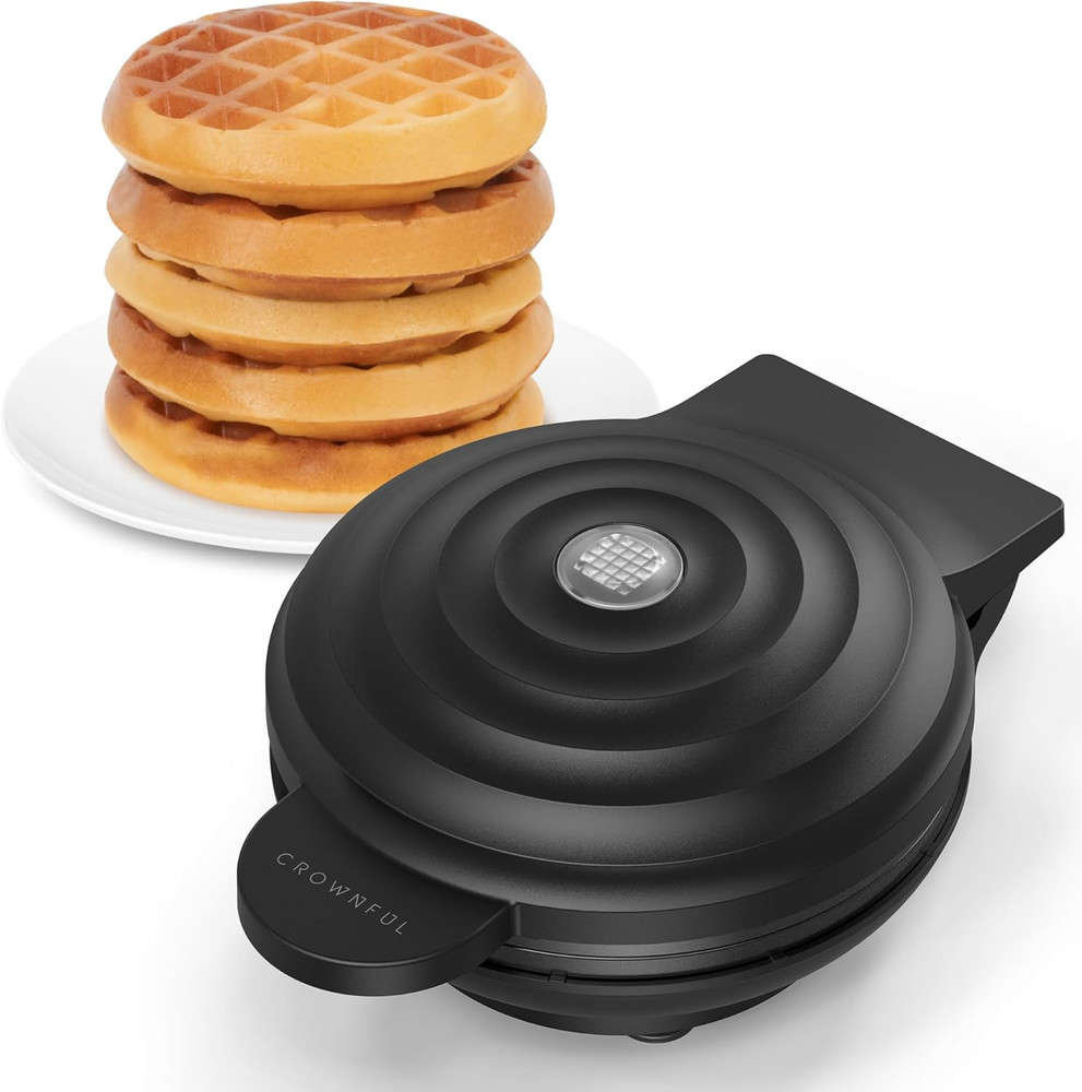 Mini Waffle Maker Machine, 4 Inch Chaffle Maker with Compact Design, Easy to Cle