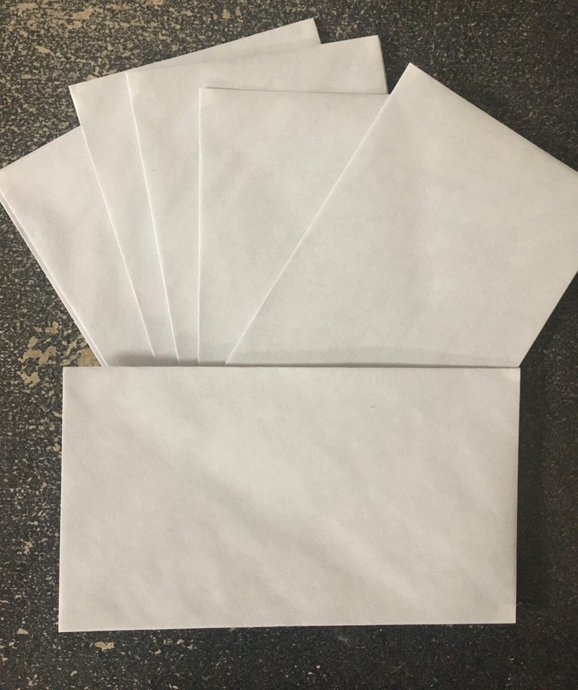 (25) Plain White Tinted Envelopes #6 3/4 White Security - Standard Size Gummed