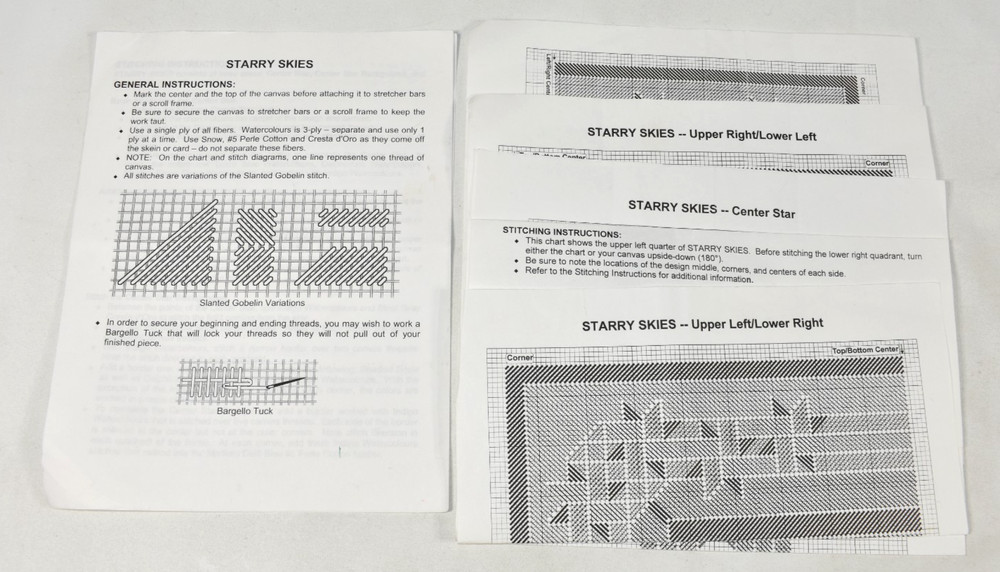 Nancy's Needle AS-IS Starry Skies Counted Needlepoint Pattern & PARTIAL Thread