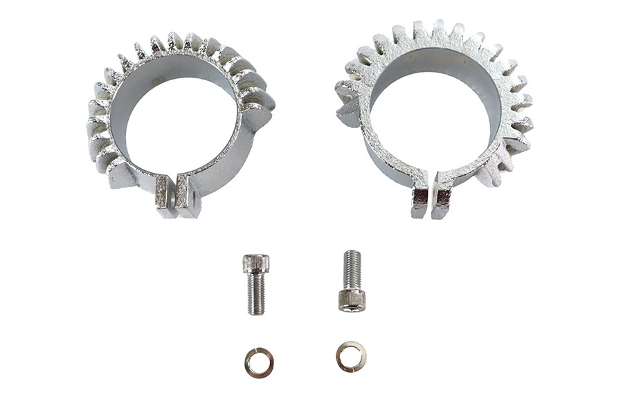 Replica Chrome Finned Exhaust Clamp Set for Harley-Davidson