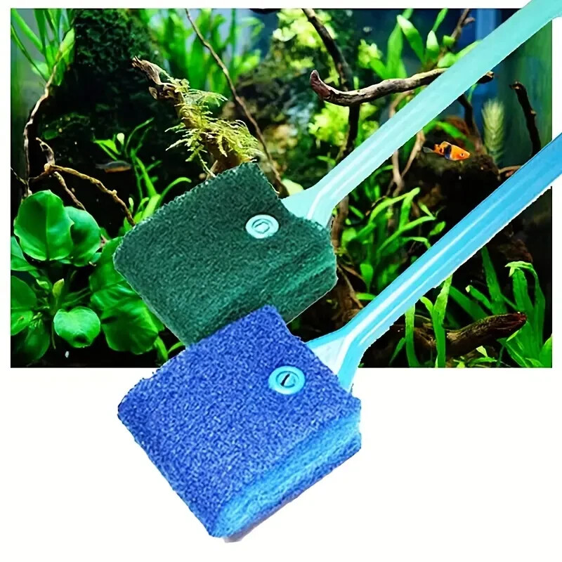 1 pc. High-Quality Double-Sided Fish Tank Cleaning Sponge Brush to remove Algae.