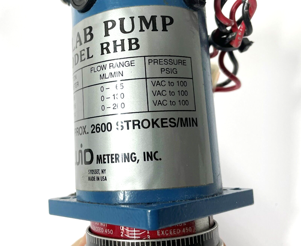 FMI LAB VACUUM PUMP Model RHB 12VDC 12 Volt 0-65mL/min 100PSIG Optical Encoder