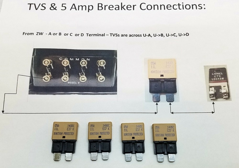 (4) Lionel Post War Transformer Circuit Protection 5 AMP Auto-Reset Breakers