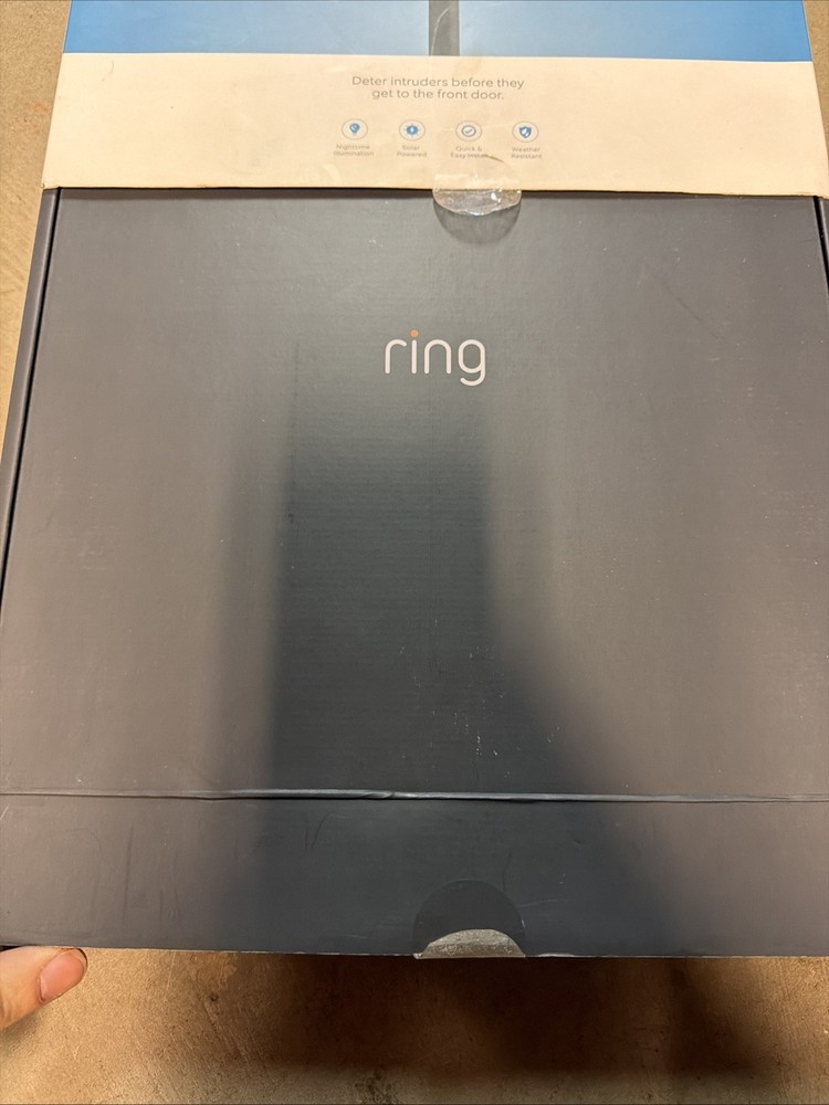 Ring Solar Security Sign Solar Powered Security Illuminated Sign New Open Box