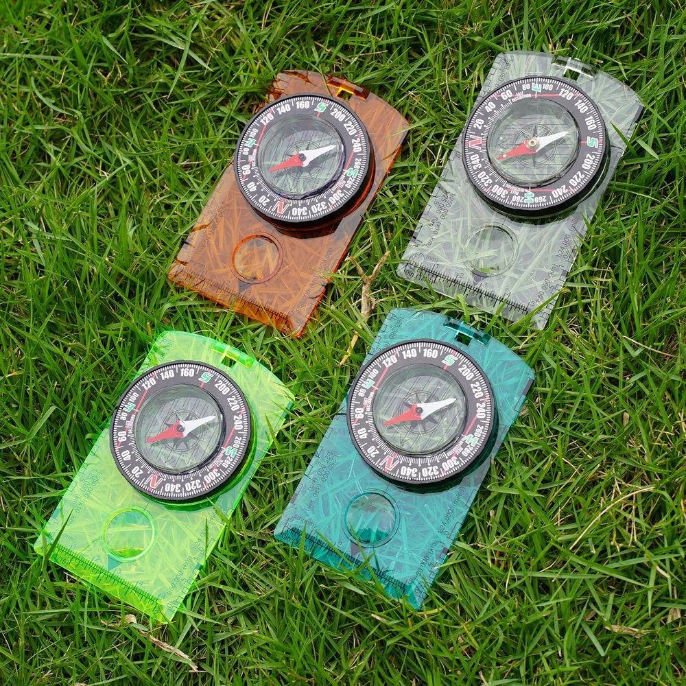 4 Pcs Outdoor Compass with Adjustable Declination,Magnifier,Ruler,Scale. Multifu