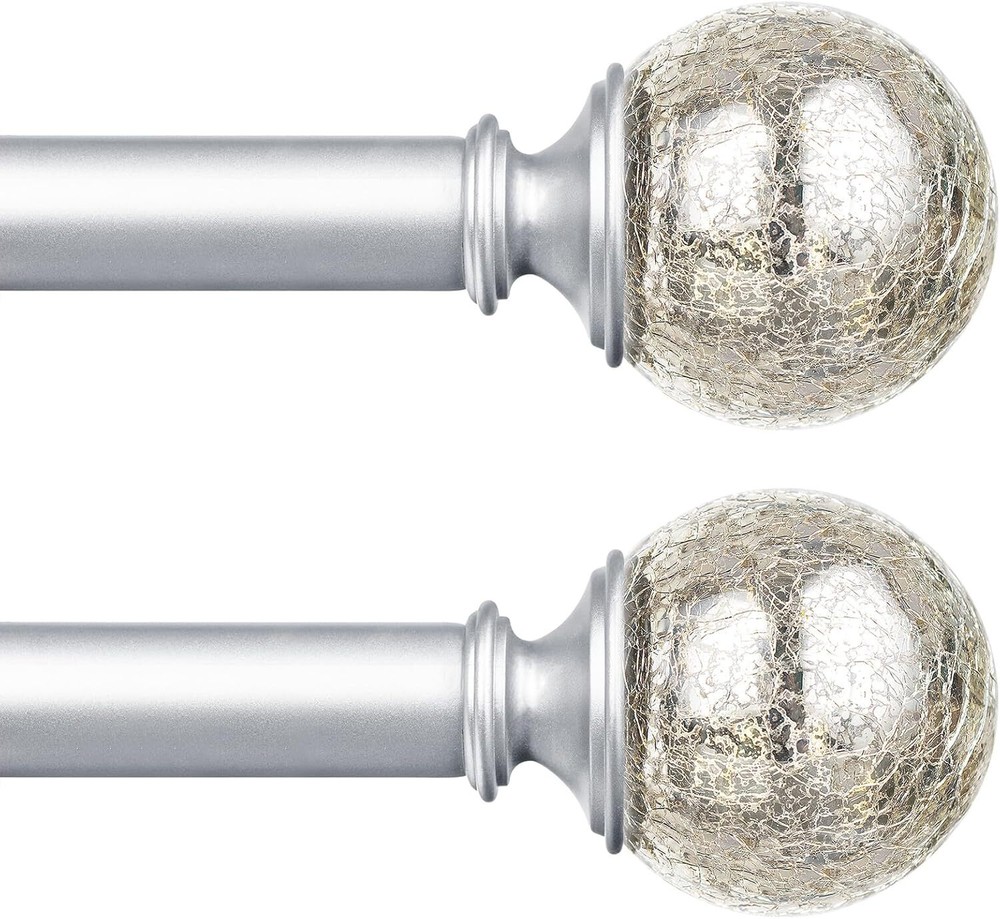 2-Piece Curtain Rod Set, Silver Accent Curtain Rods