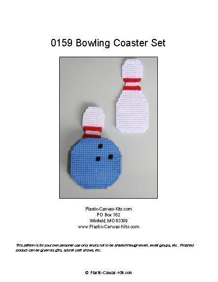 Bowling Ball and Pin Coaster Set-Plastic Canvas Pattern or Kit