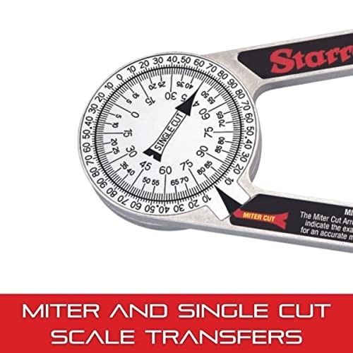 Miter Protractor Angle Finder with Laser Engraved Scales - 7" Plastic Tool for C