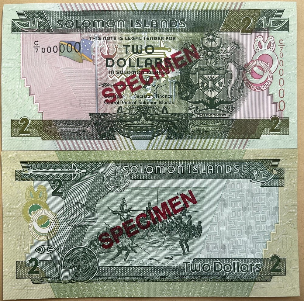 Solomon Islands 2 dollars 2011 P-25 UNC SPECIMEN prefix C/7