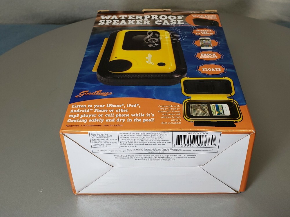 Good Times Water Proof Speaker Case GTPSE-WSC100 works w/IPhone & MP3 Android