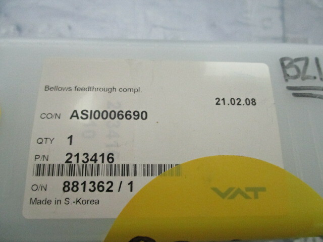VAT 213416, Bellows Feed through Compl. 452097