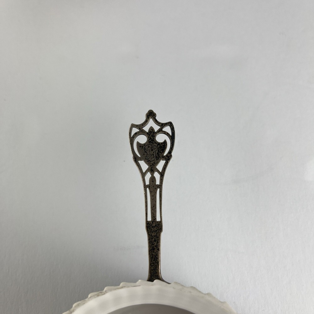 Pair Of German Porcelain Ramekins With Sterling Silver Frames