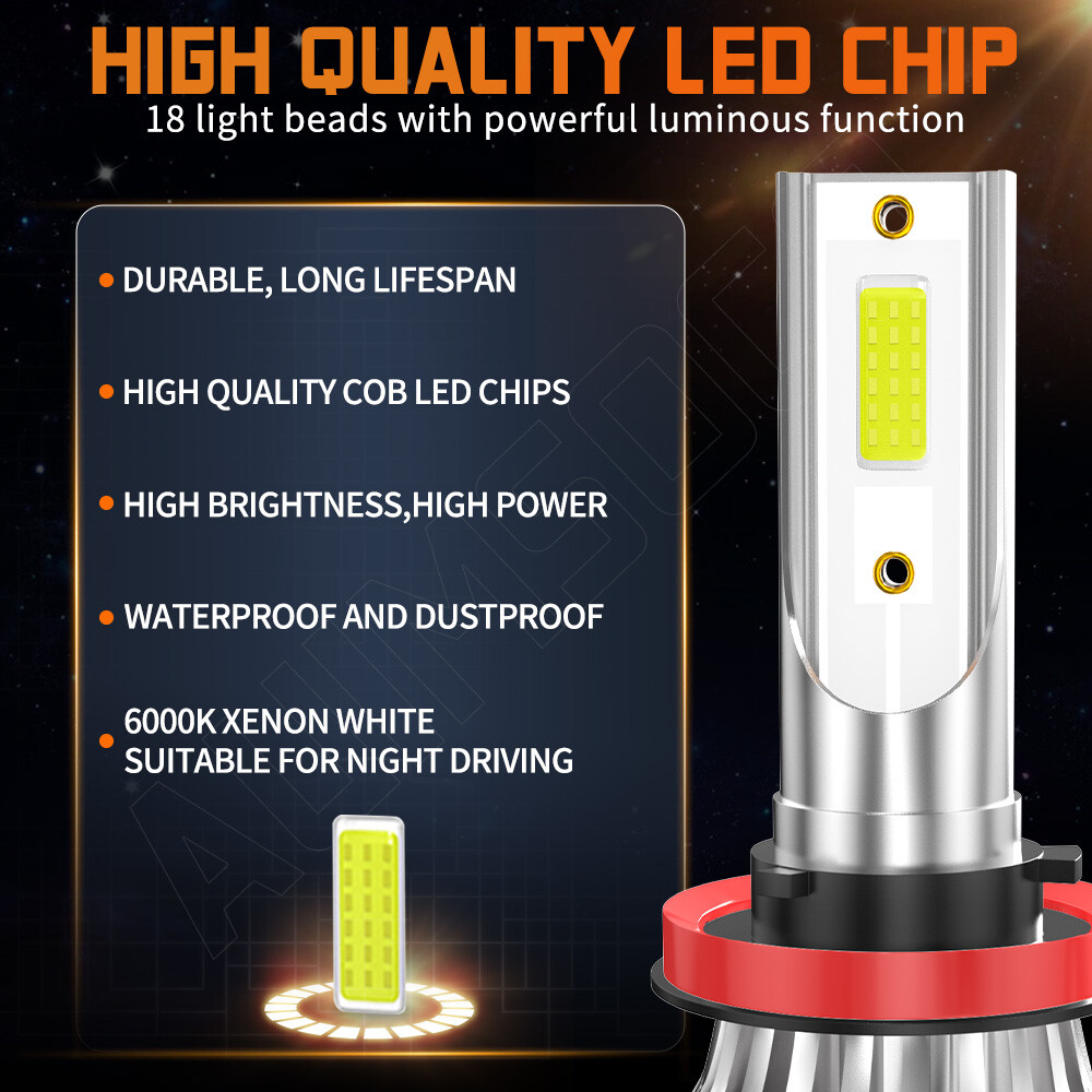 Pair H11 LED Headlight Kit Low Beam Bulb Super Bright 6500K White 1000000LM