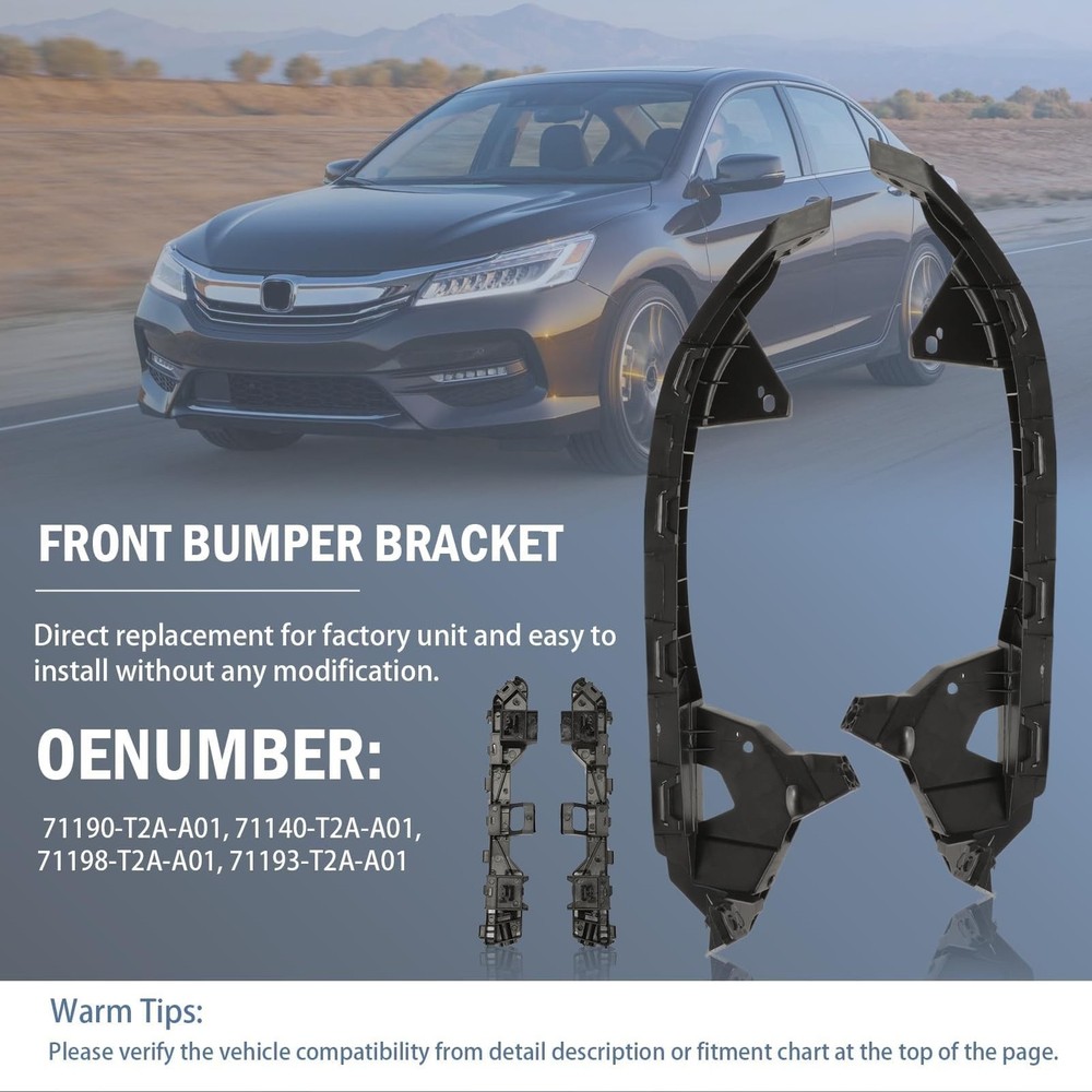 Headlight and Front Bumper Bracket Mount Support Retainer Kit for Accord 2013...