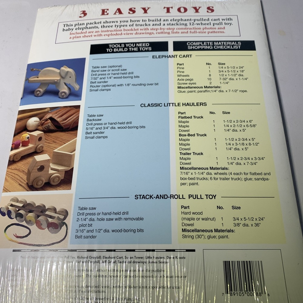 3 Easy Toys Project Plans Vtg. (#13)