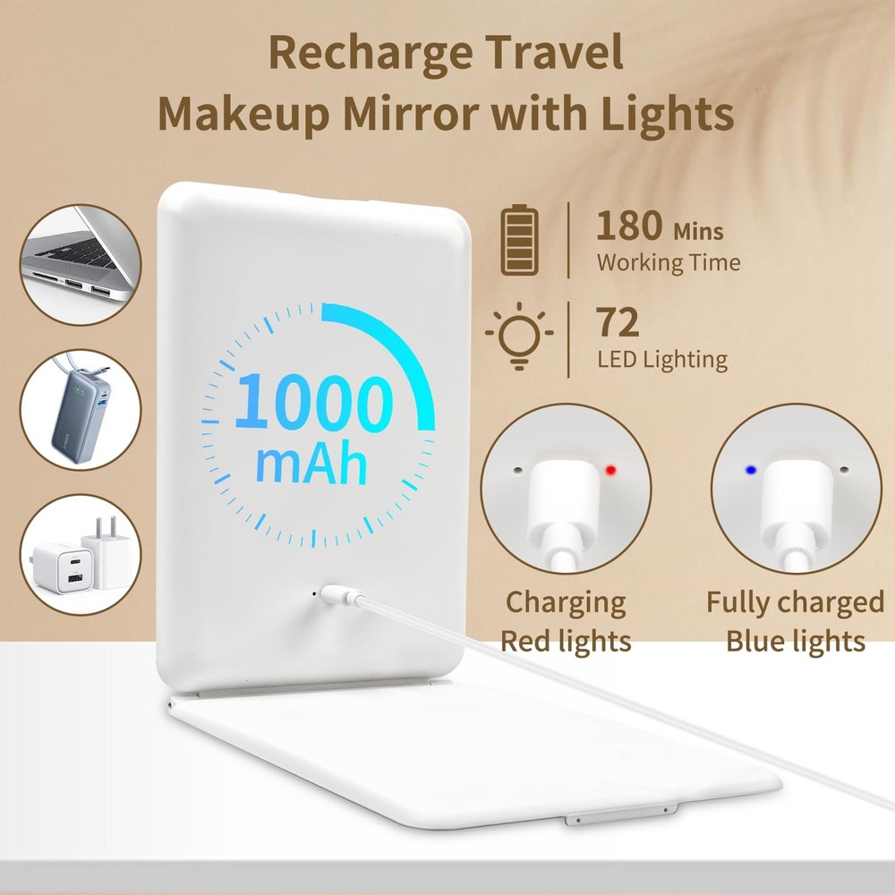 Vanity Mirror with Lights, Dimmable Touch Screen Makeup Mirror with 3 Color L...