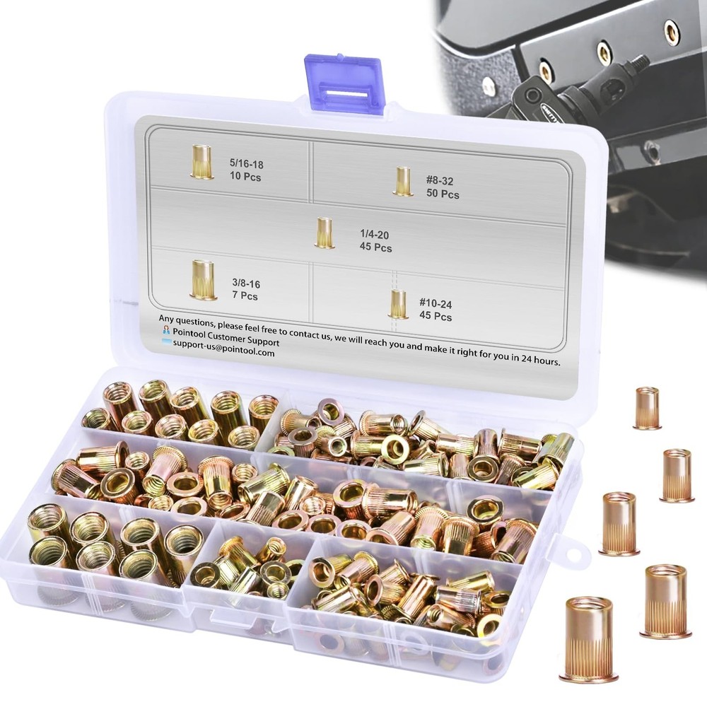 Rivet Nuts-157pcs Nutsert Kit Rivnuts Nut Sert Kits,Nutsert Assortment Carbon...