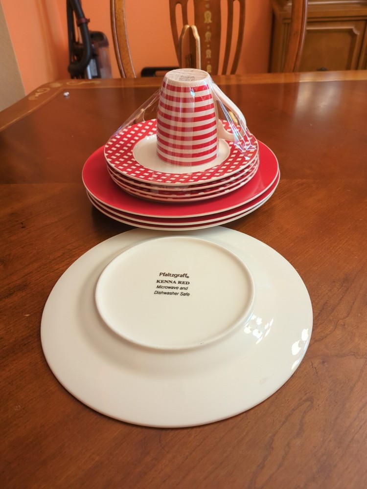 Pfaltzgraff Kenna Red 9 Piece Porcelain Dinnerware Set