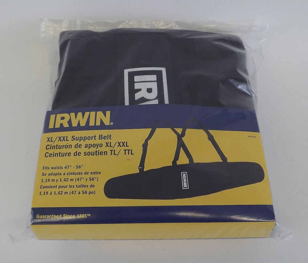 New Irwin Tools Back Support Belt With Shoulder Straps Work Belt XL/XXL