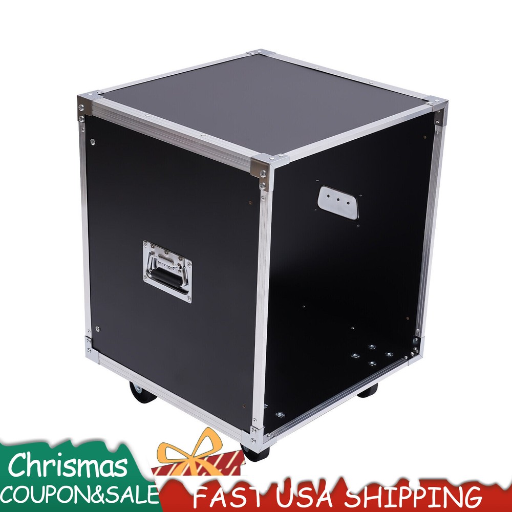 12U Cabinet Rolling Network Rack Audio Studio Video Telecom Equipment Rack Black